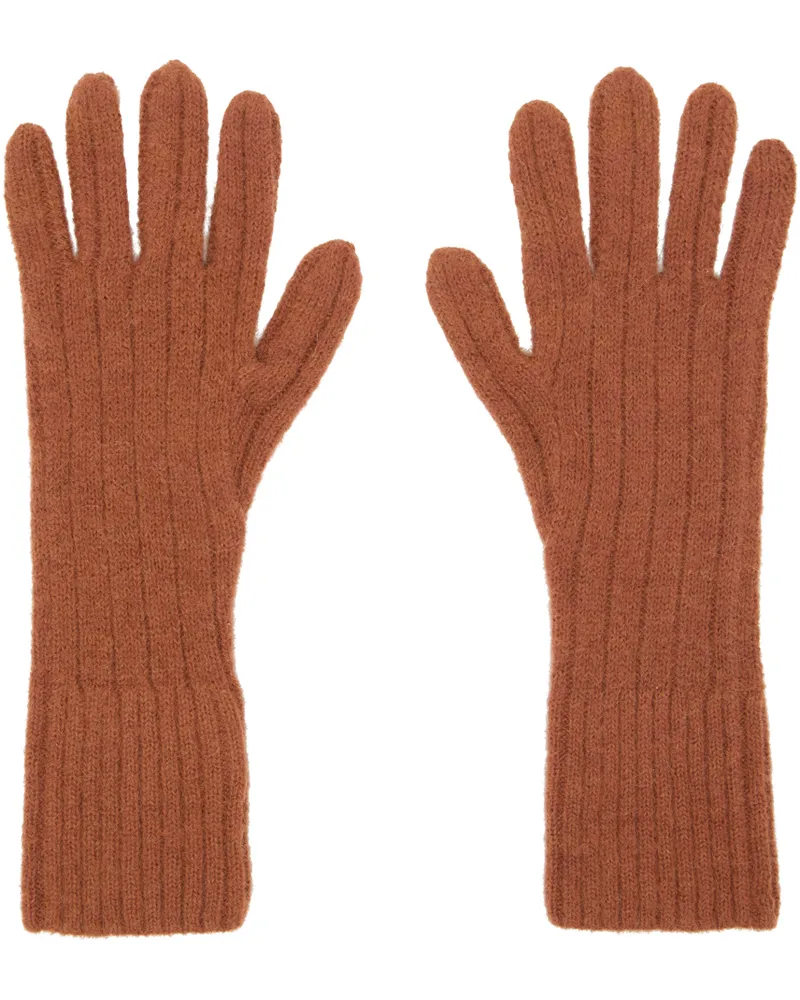 Dries van Noten Orange Ribbed Gloves 701