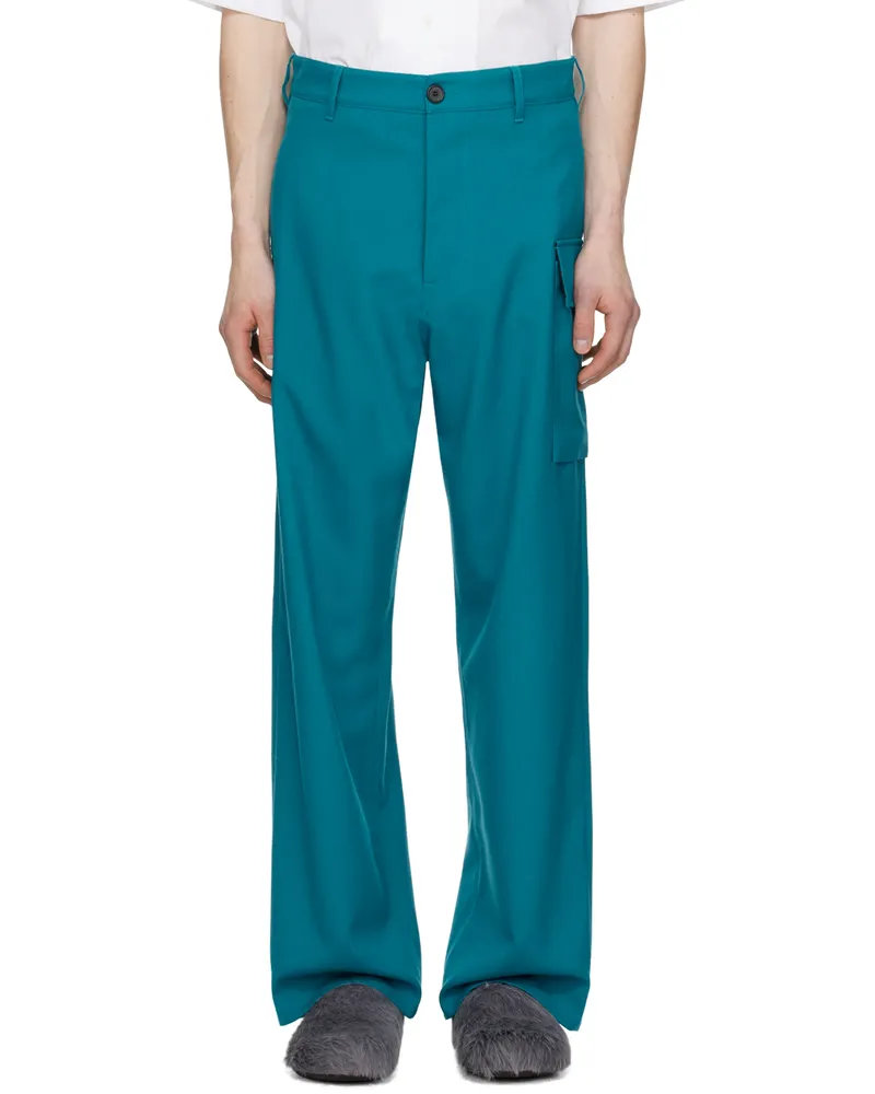 Marni Blue Straight-Leg Cargo Pants 00b67