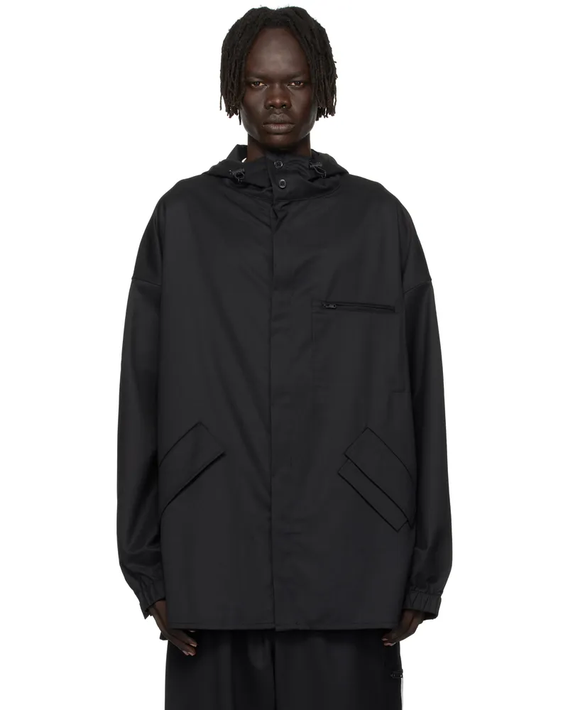 Y-3 Black Refined Wool 3-Stripes Hoodie Black