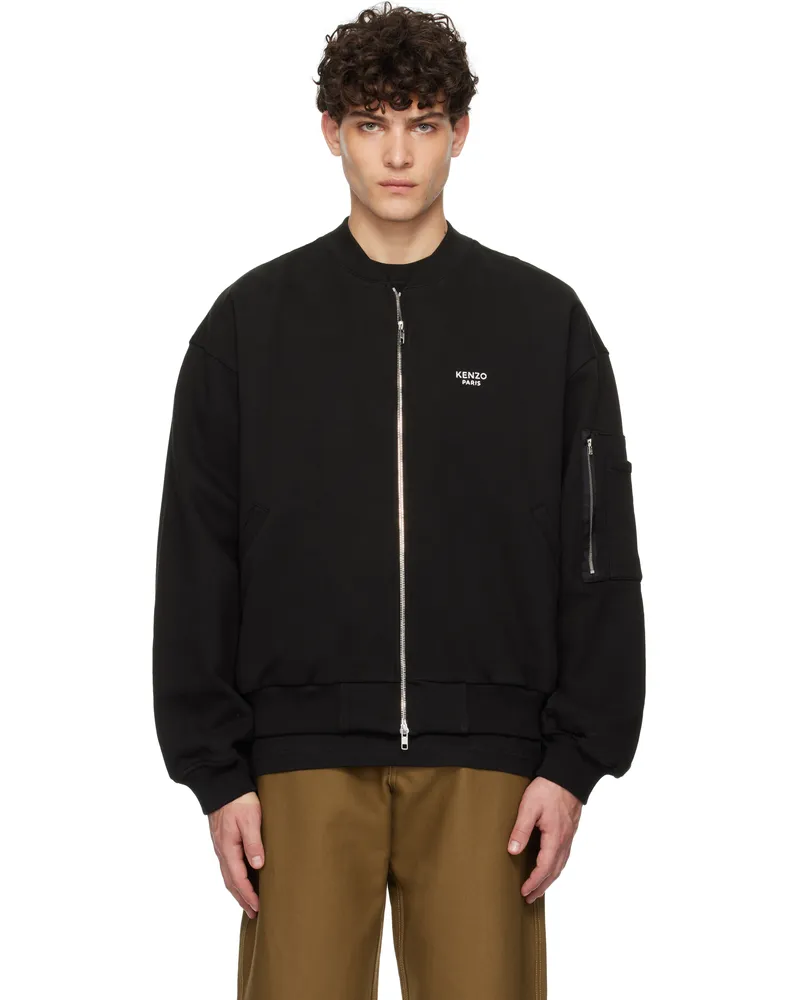 Kenzo Black Kenzo Paris Pop Embroidered Bomber Jacket Black