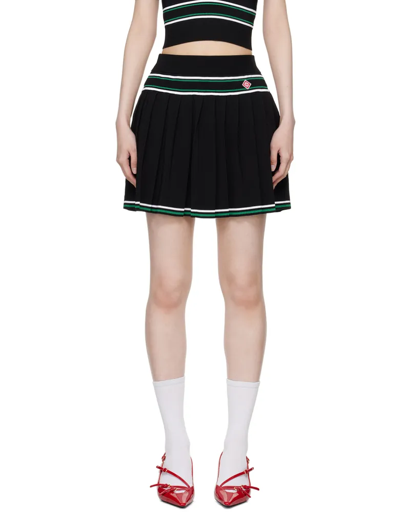 Casablanca Paris Black Pleated Miniskirt Black