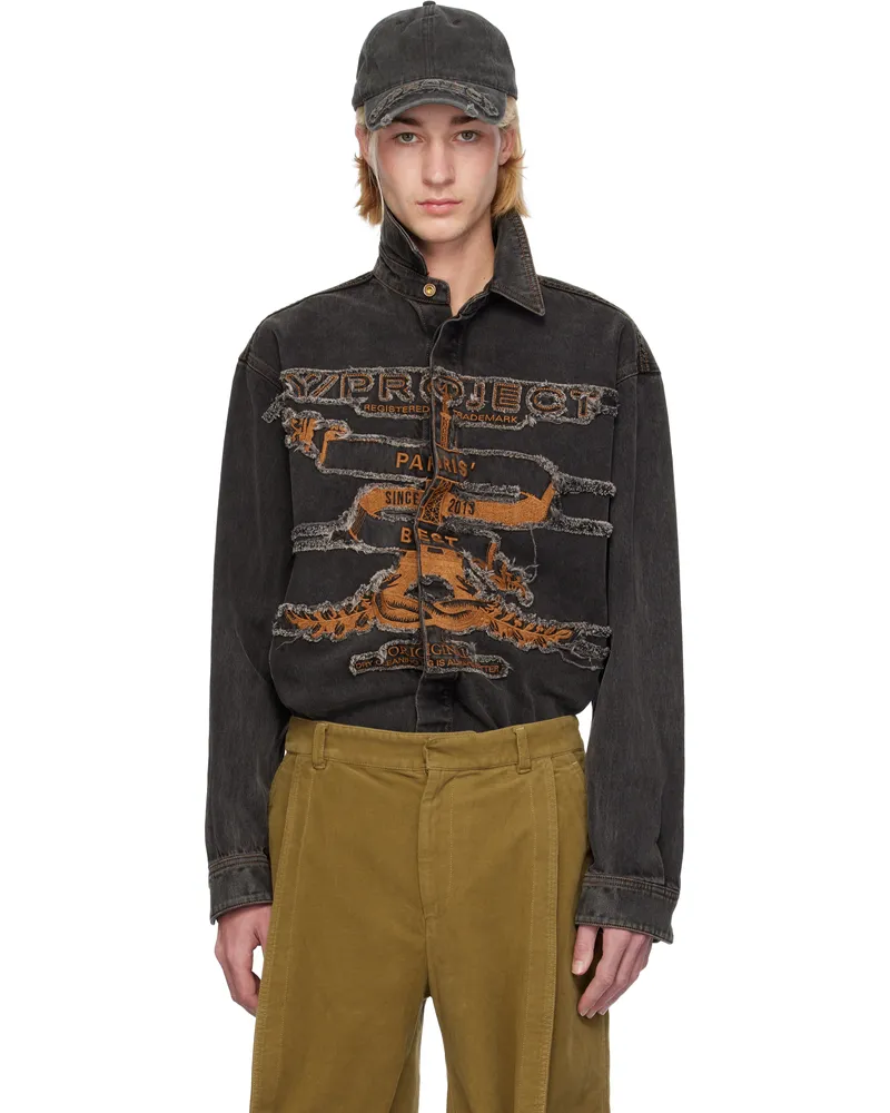 Y/PROJECT Black Paris' Best Patch Denim Shirt Black