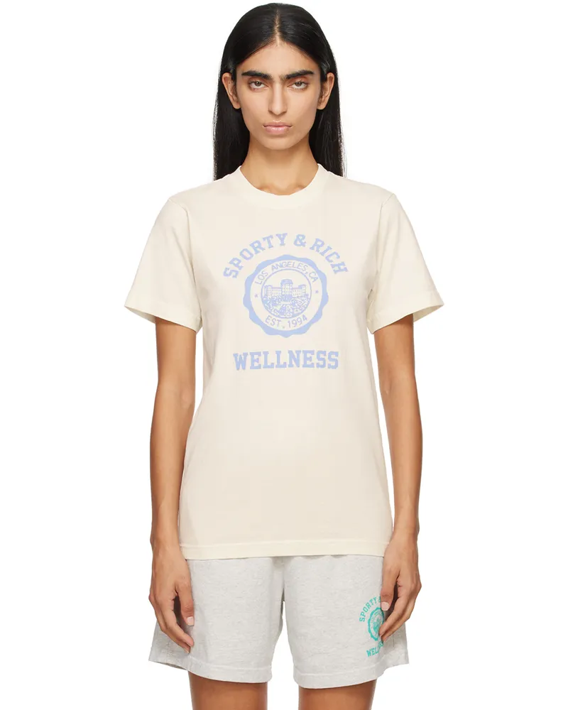 SPORTY & RICH Off-White Emblem T-Shirt Coconut