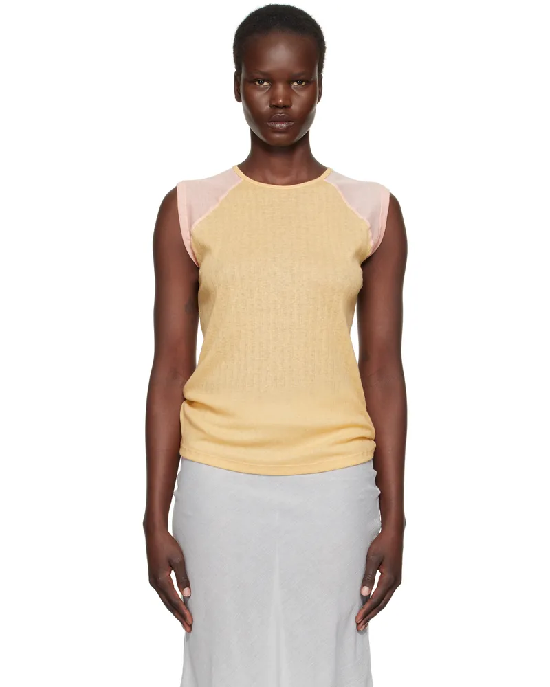 Baserange Beige & Pink Gene Tank Top Hen