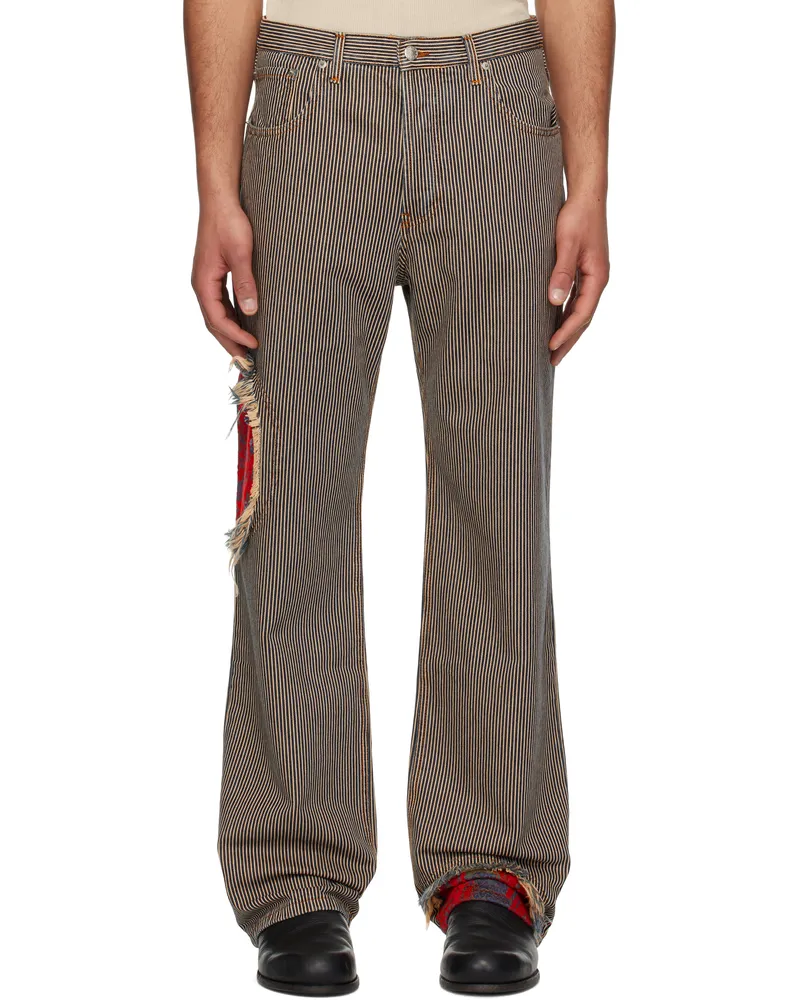 Edward Cuming Navy & Beige Jacquard Circle Window Jeans Dirty