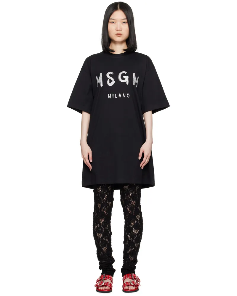 MSGM Black Brushstroke Logo Minidress 99