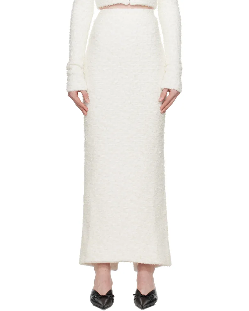 Balenciaga Off-White Tweed Maxi Skirt 9000