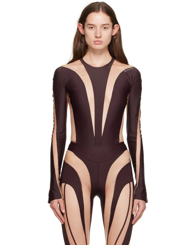 Thierry Mugler Burgundy Illusion Bodysuit B21n1