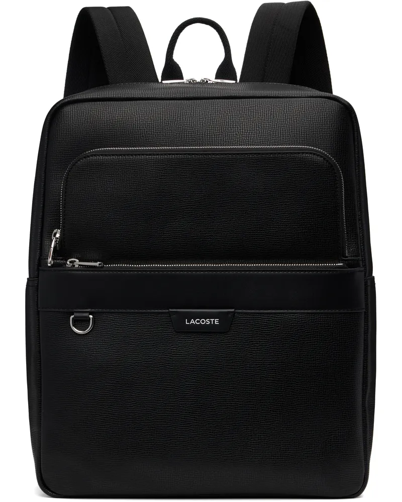 Lacoste Black Ossian Leather Backpack Noir