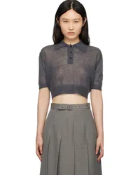 AURALEE Gray Sheer Polo Dark