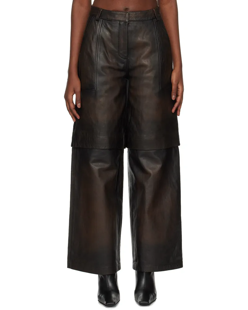 Holzweiler Brown Edda Leather Pants 1104