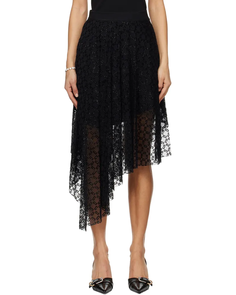 Givenchy Black Tulle Midi Skirt 008-black