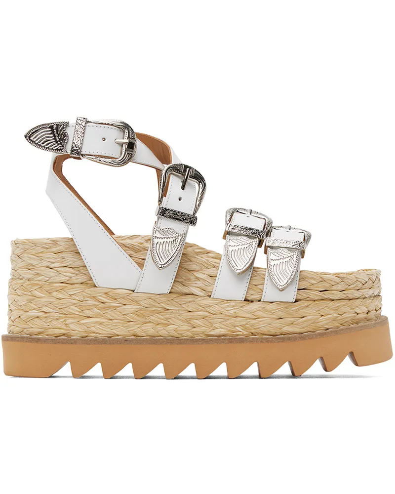 Toga White Pin-Buckle Platform Sandals Aj1273