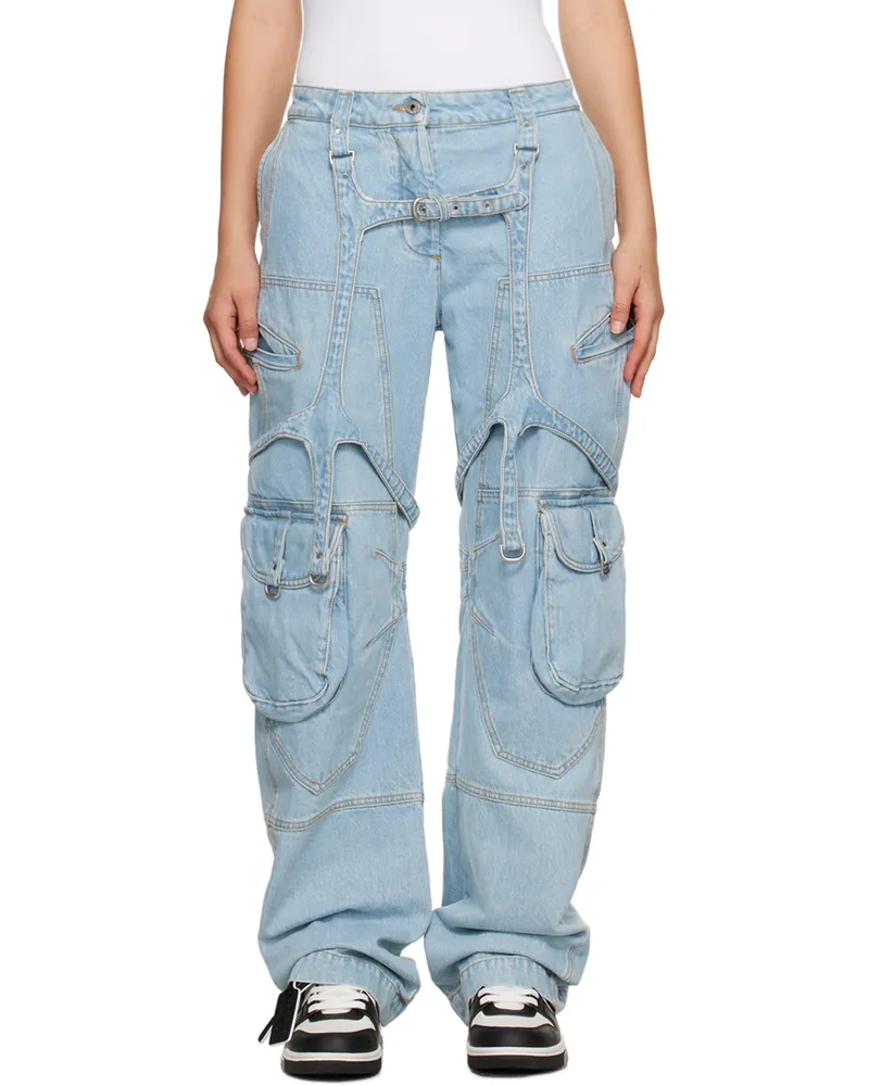 OFF-WHITE Blue Harness Jeans Light