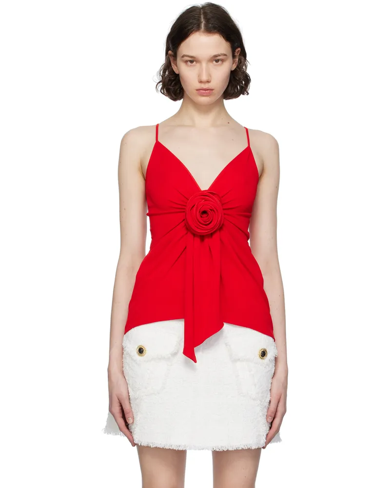 Balmain Red Floral Tank Top 3cf