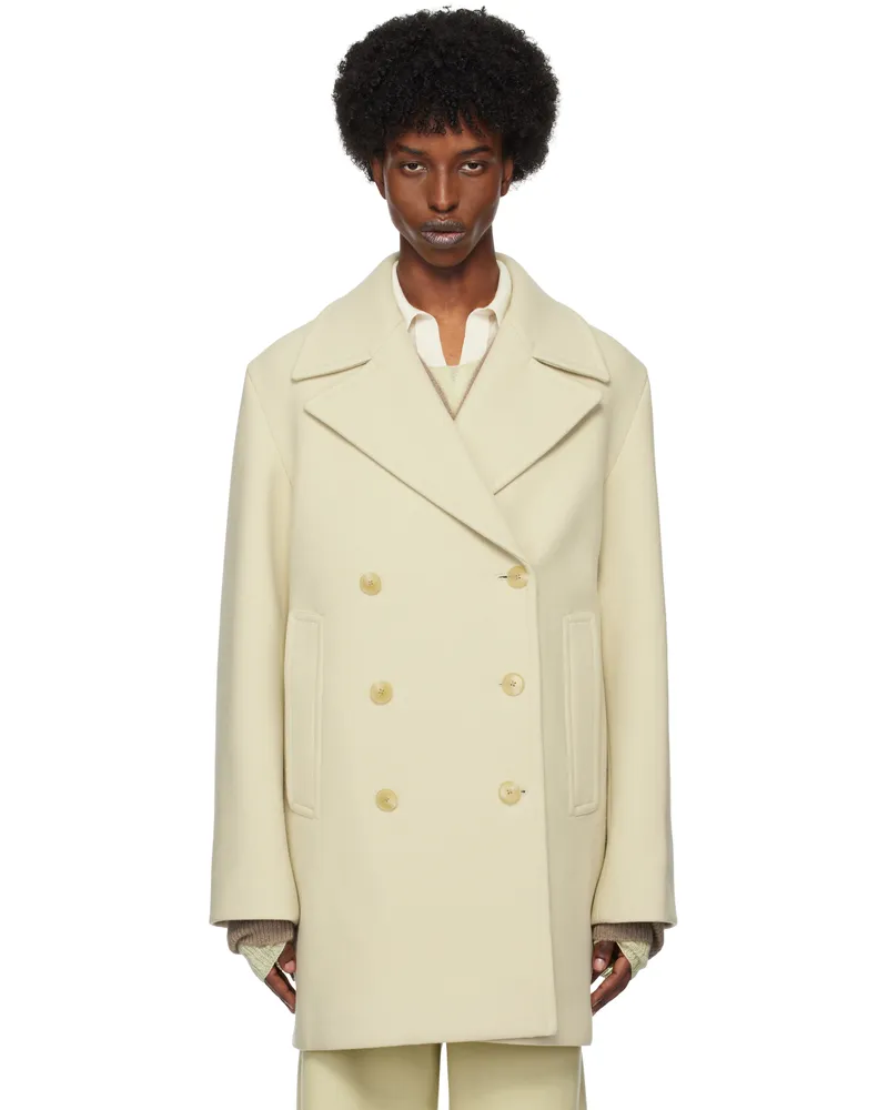 AURALEE Green Sponge Wool Melton Peacoat Light