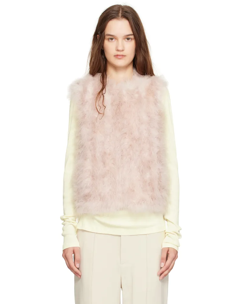 Yves Salomon Pink Feather Vest A5177