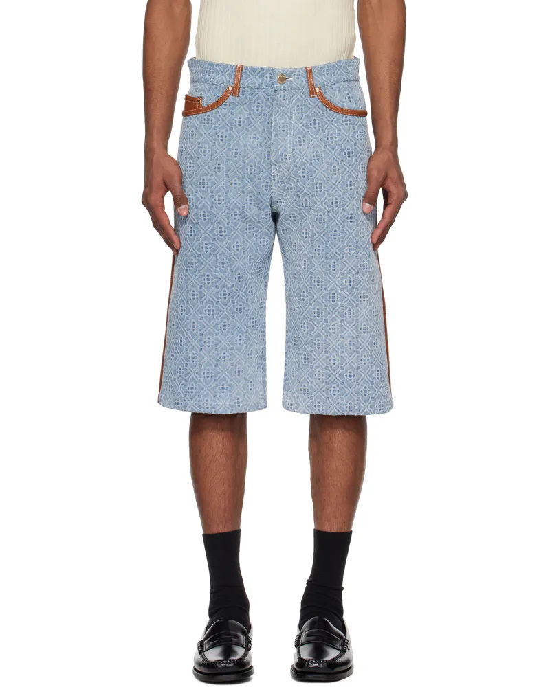 Casablanca Paris Blue Monogram Denim Shorts Ltwashdnmmonogram