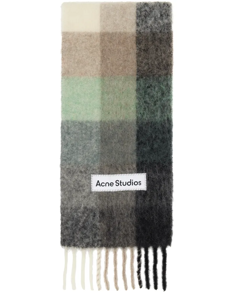 Acne Studios Green & Gray Mohair Checked Scarf Bo8