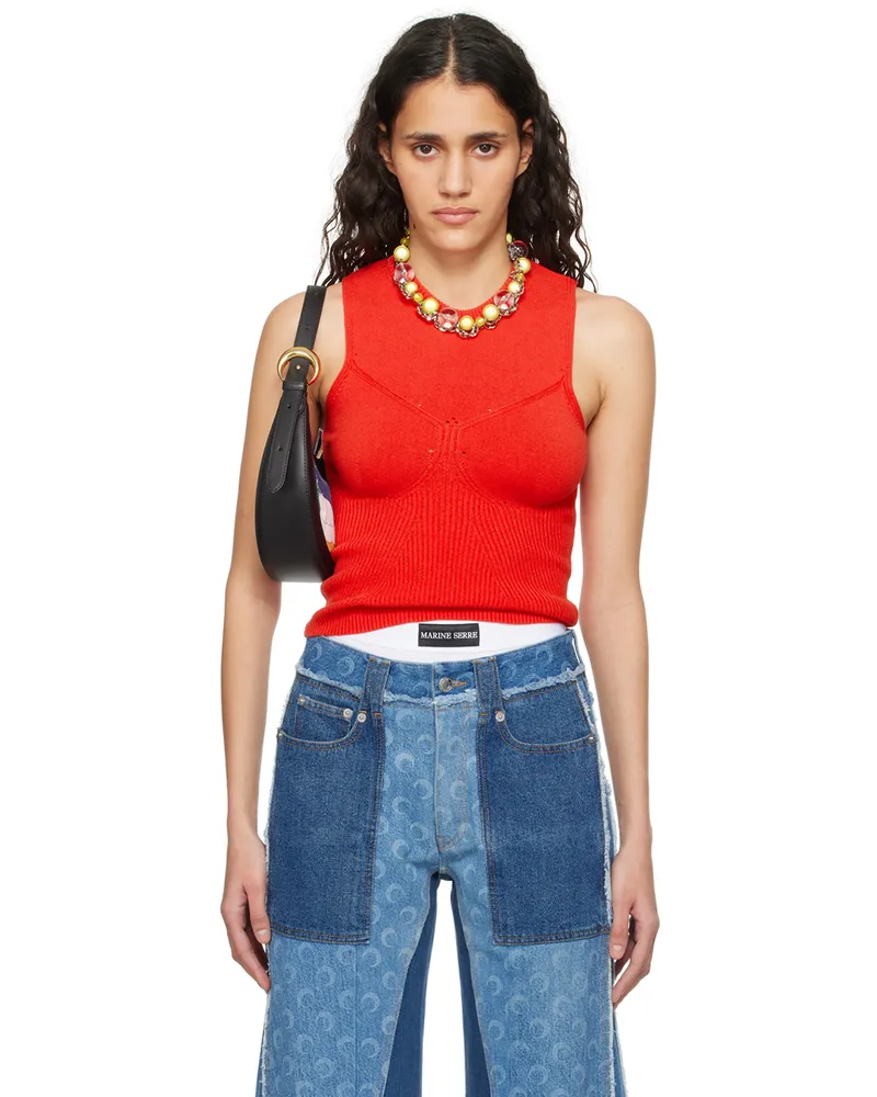 Marine Serre Red Sleeveless Sweater Rd10