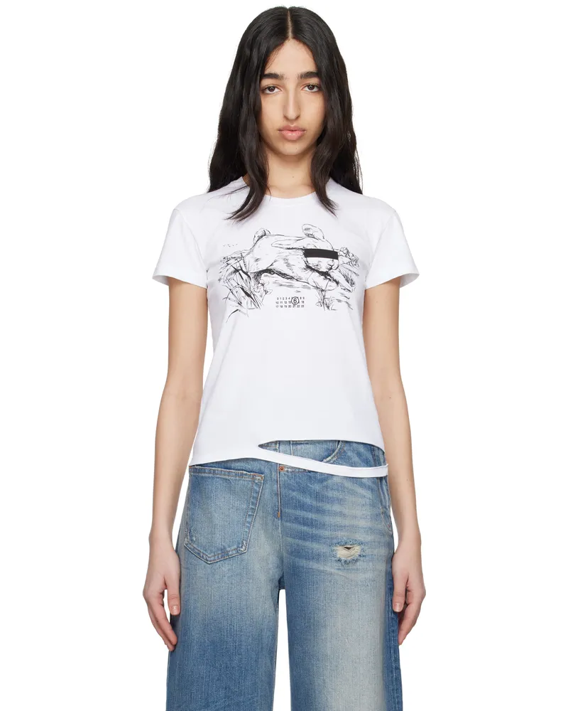 Maison Margiela White Rabbit Print T-shirt 100