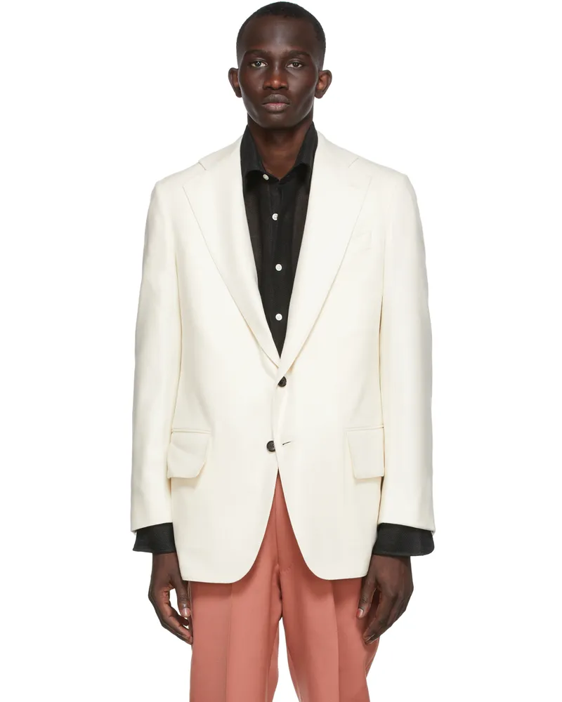 Factor's SSENSE Exclusive Off-White Wool & Cashmere Single Breasted Blazer Bone