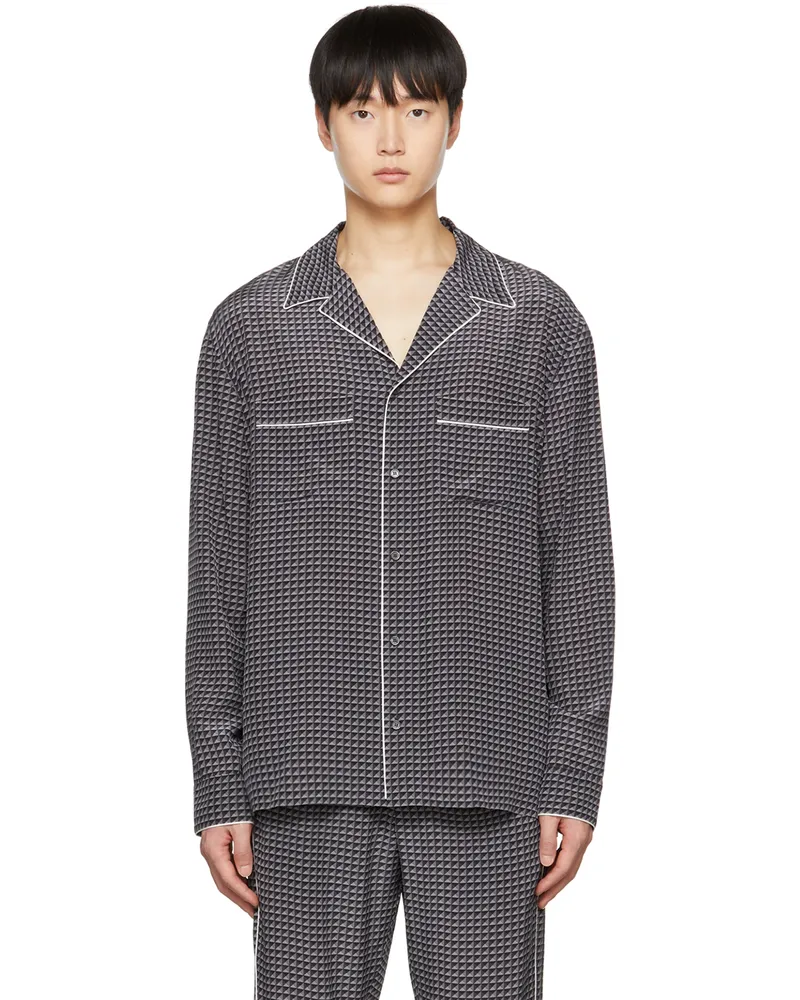 Valentino Garavani Gray Ministud Printed Pyjama Shirt 7pu