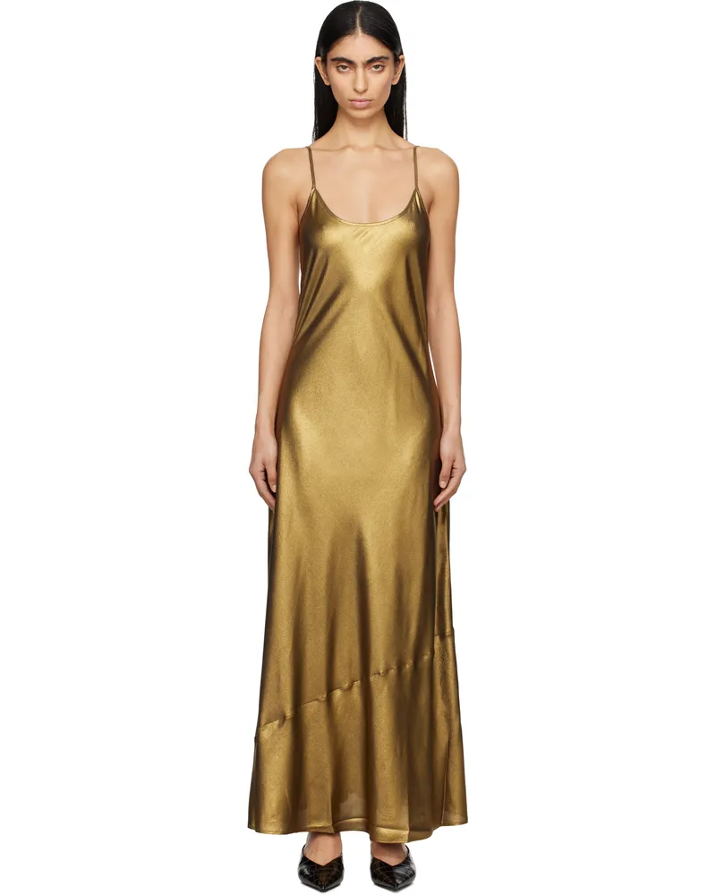 Silk Laundry Gold 1996 Midi Dress Gold