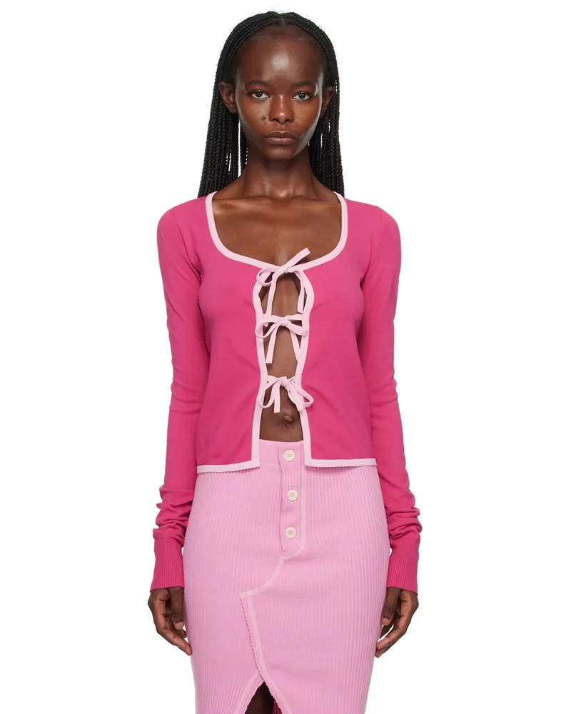 Moschino Pink Self-Tie Cardigan A2208