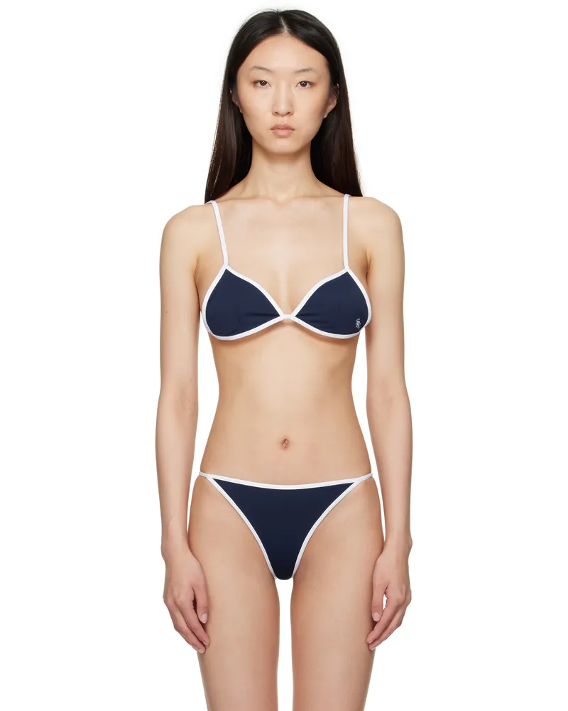 SPORTY & RICH Navy Kate Bikini Top 3902