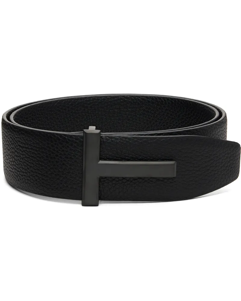 Tom Ford Black Grain Leather T Buckle Belt 1n001black