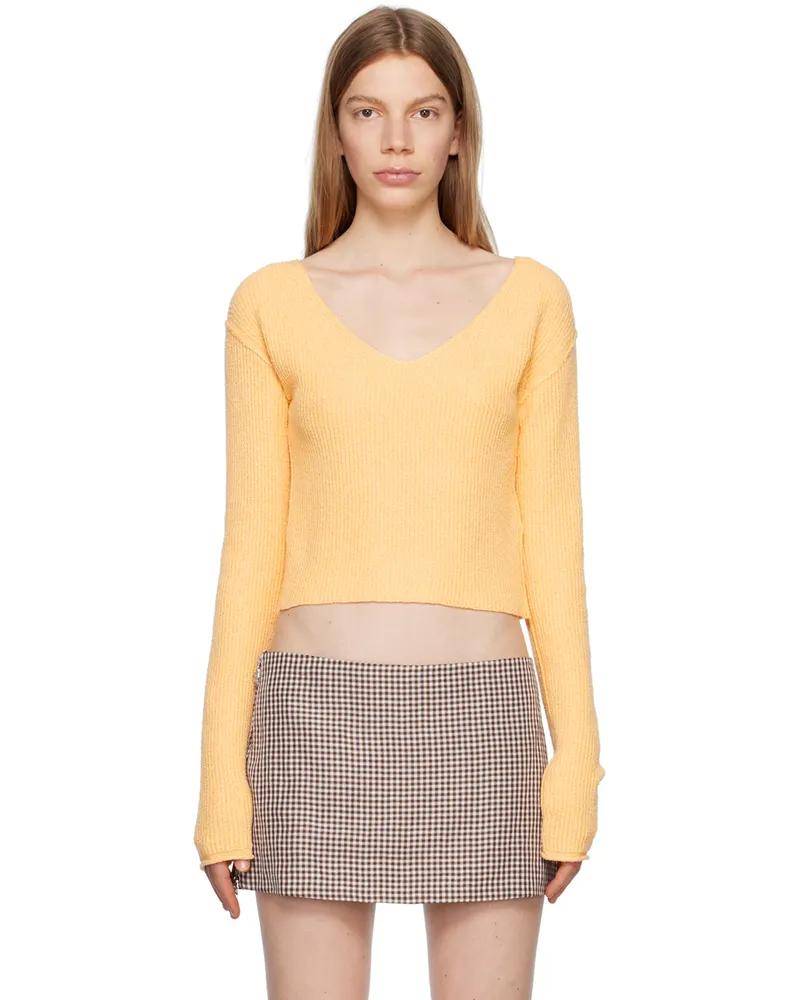 Acne Studios Orange V-Neck Sweater Vanilla