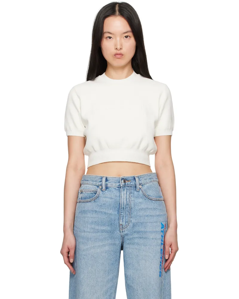 Alexander Wang Off-White Logo-Embossed Ribbed Chenille Top Soft