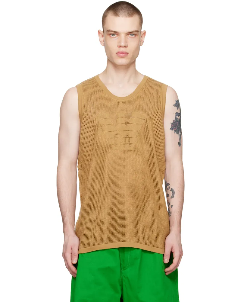 Emporio Armani Tan Oversized Tank Top Sabbia