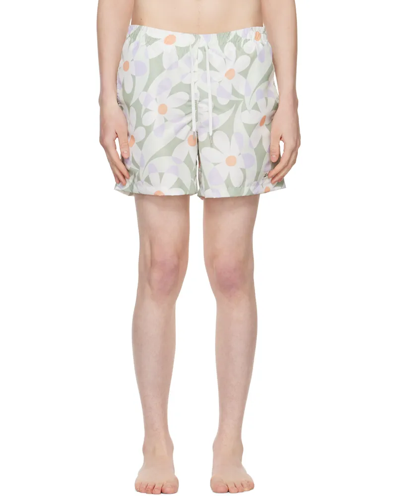 Bather Green Daisy Swim Shorts Sage