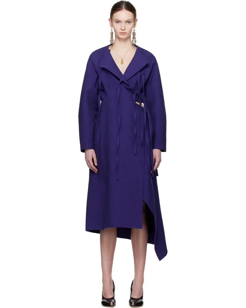 Tory Burch Purple Cotton Wrap Midi Dress Ballpoint