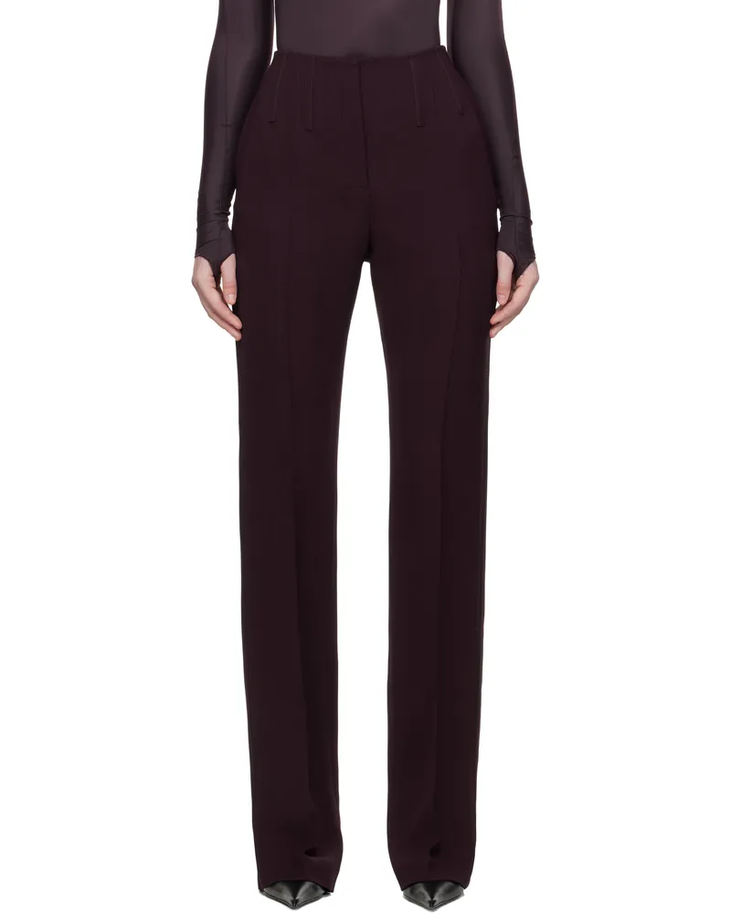 Thierry Mugler Burgundy Straight Boned Trousers 3402