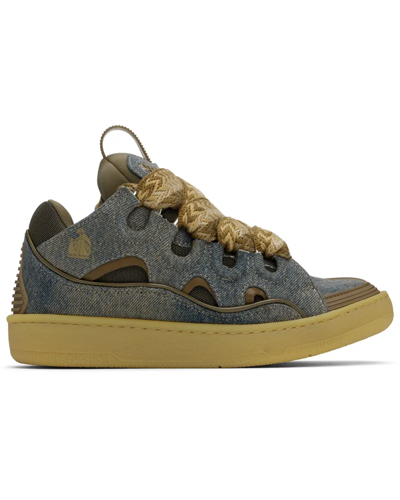 Lanvin SSENSE Exclusive Blue & Brown Curb Denim Sneakers 6047