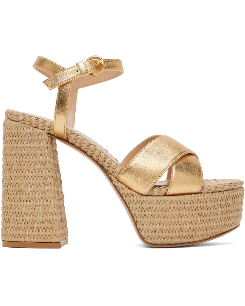 Gianvito Rossi Gold Bebe Heeled Sandals Mekong+naturale