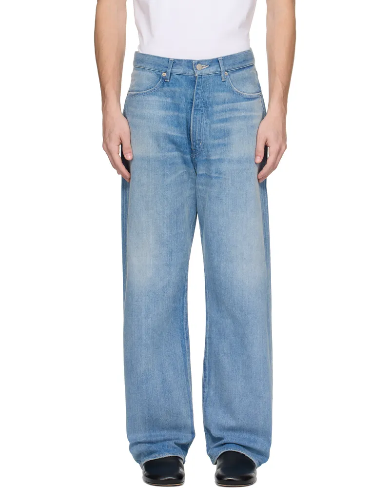 AURALEE Blue Selvedge Faded Light Jeans Light