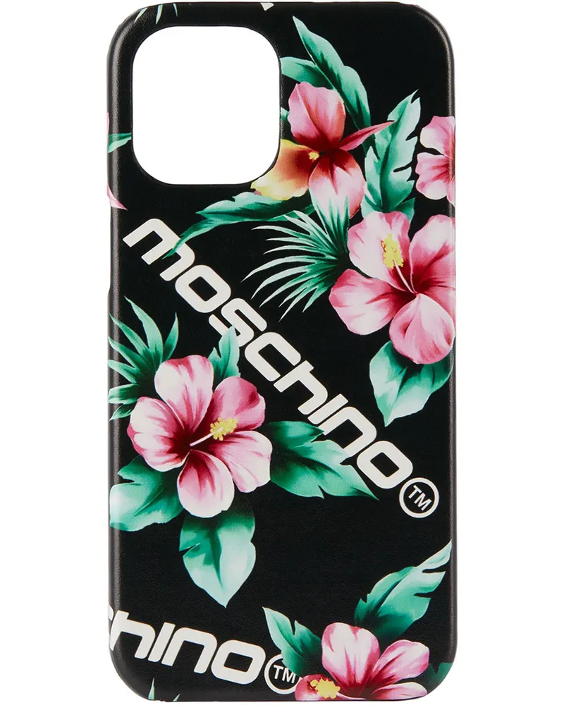 Moschino Black Flowers Logo iPhone 12 Pro Max Case 2555