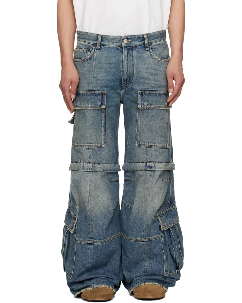 Balenciaga Blue Flared Cargo Jeans 4245