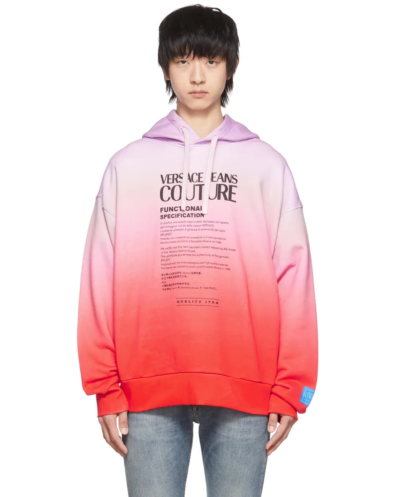 Versace Jeans Pink & Orange Cotton Hoodie Eor9