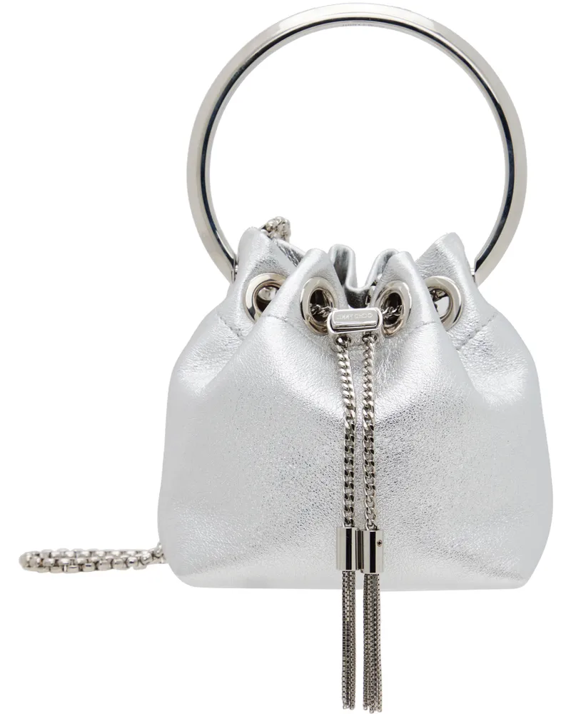 Jimmy Choo Silver Micro Bon Bon Bag Silver