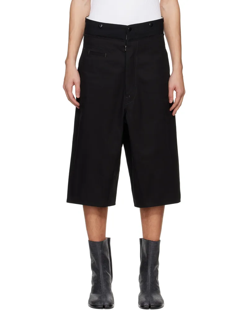 Maison Margiela Black Spliced Cotton Shorts 900