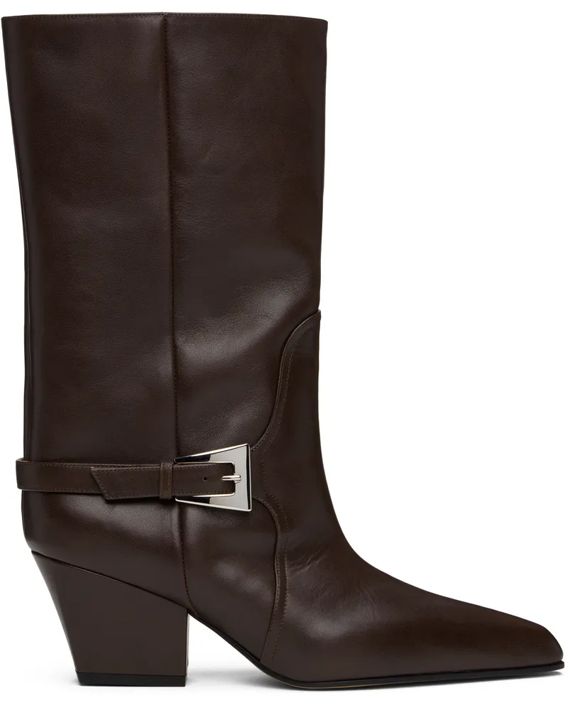 Paris Texas Brown Jane Buckle Midcalf 60 Boots Mocha