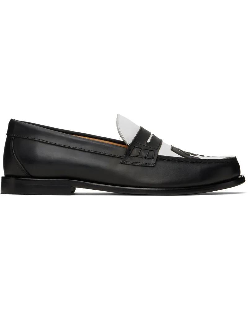KidSuper Black & White Patchwork Penny Loafers Black