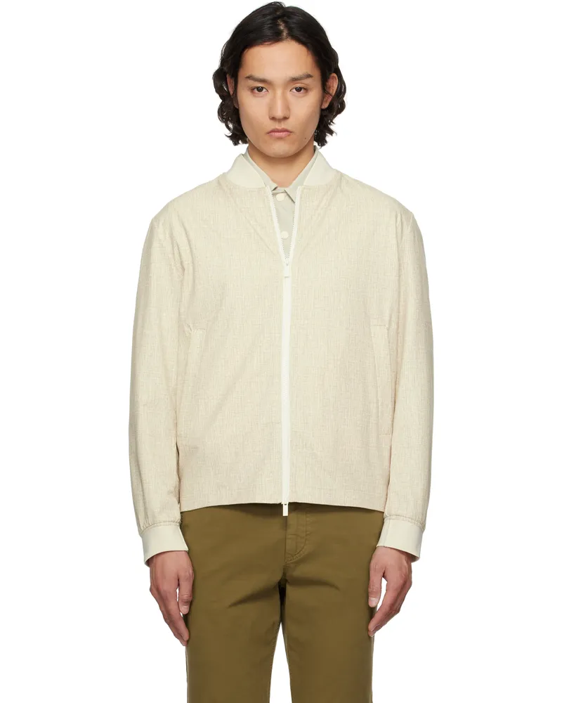 HUGO BOSS Beige Slim-Fit Bomber Jacket 131-open