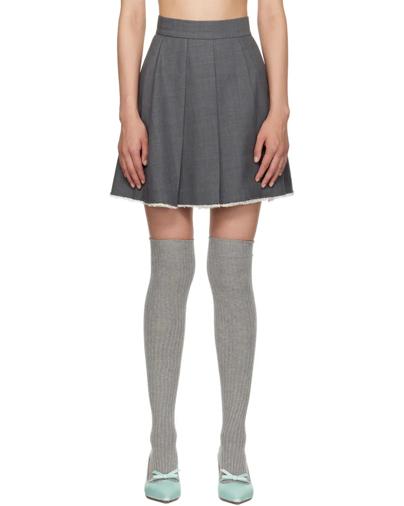 SHUSHU/TONG SSENSE Exclusive Gray Pleated Raw Hem Miniskirt Gr100