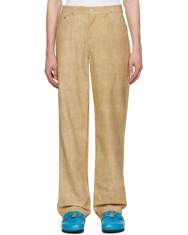 J.W.Anderson Beige Straight-Fit Leather Pants 150